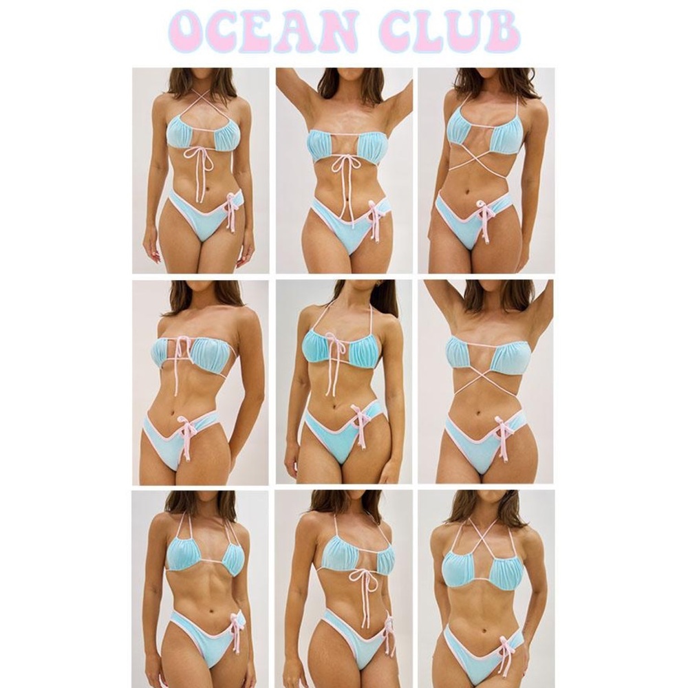 NEW HEART OF SUN Ocean Club Terry Cloth Bikini Set Aqua and Pink Size Small